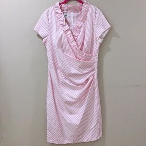 sara campbell Pinstriped ruched dress